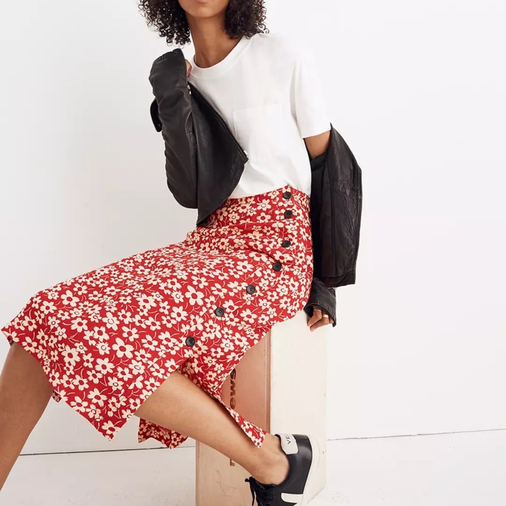 Madewell Side-Button Skirt in Full Bloom